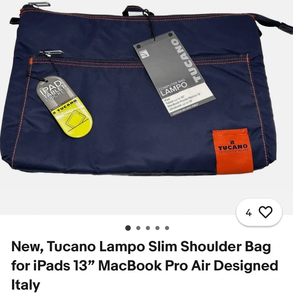 Tucano Lampo slim shoulder bag for iPads 13” MacBook pro air, Designed In Italy
